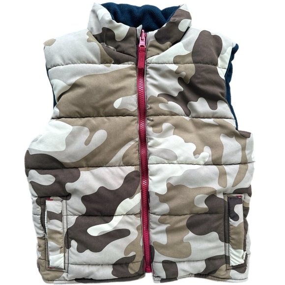 3SixT Boys Camo Fleece Lined  Puffer Vest Size 4-5 - Picture 1 of 4
